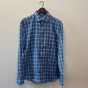 johnnie-O Navy Checkered Men's Shirt